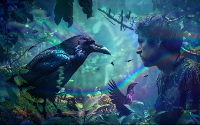 Raven Crow Medicine Totem: Black Magic Begins New Skies of Tomorrow